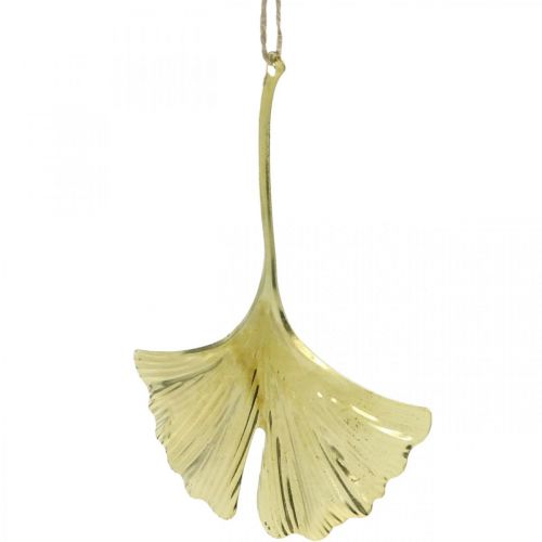 Artikel Ginkgo blad vedhæng, advent dekoration, metal dekoration til efteråret Golden L12cm 12 stk.