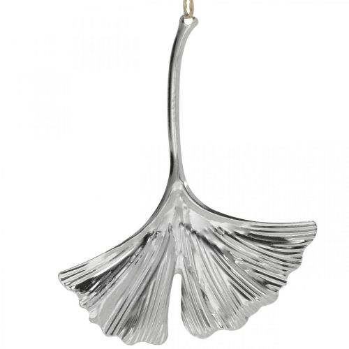 Floristik24 Dekorativt vedhæng ginkgo blad, metal dekoration, advent, efterår dekoration sølv L12cm 12stk