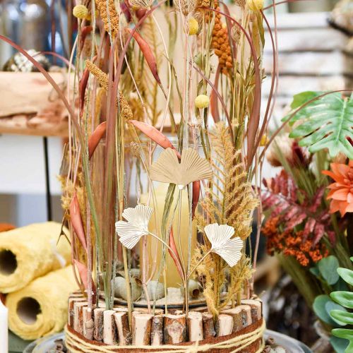 Floristik24 Ginkgo gren metal dekorationsstik Ginkgo Golden 14×28cm 6 stk