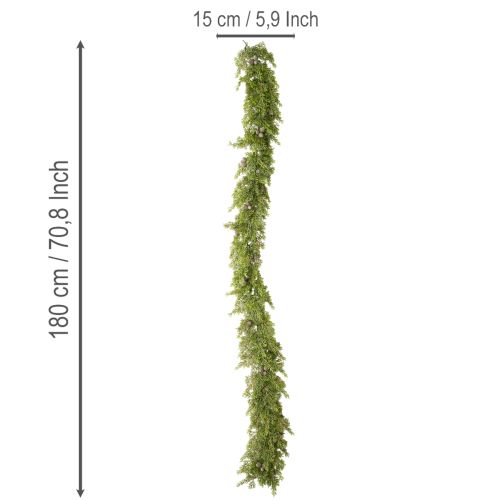 Kunstig cypres-guirlande med kogler, 180 cm, til bord og dør | Floristik24.dk