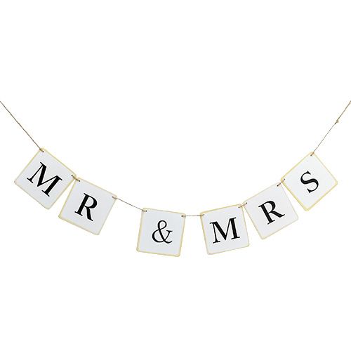 Floristik24 Garland &quot;Mr &amp; Mrs&quot; 85 cm hvid 1 stk