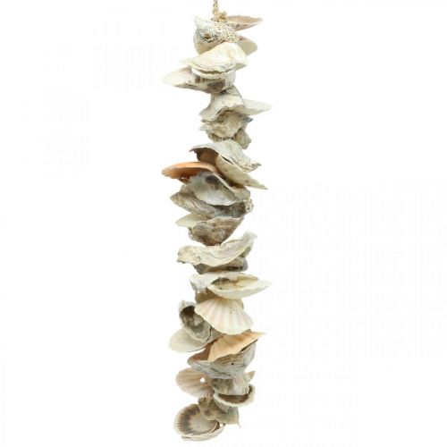 Skalguirlande, maritim sommerdekoration, naturlig skalkæde naturfarver L35cm
