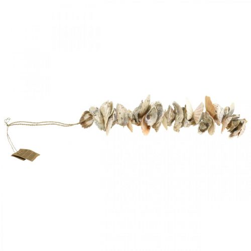 Floristik24 Skalguirlande, maritim sommerdekoration, naturlig skalkæde naturfarver L35cm