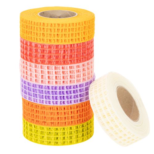 Dekorativt netbånd, assorterede farver, 3 cm x 10 m, 7 stk.