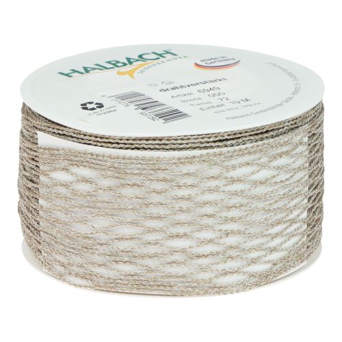 Floristik24 Nettape, gittertape, dekorative tape, brun, trådforstærket, 50 mm, 10m