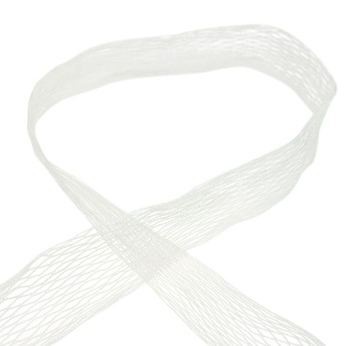 Floristik24 Nettape, gittertape, dekorative tape, hvid, trådforstærket, 50 mm, 10 m