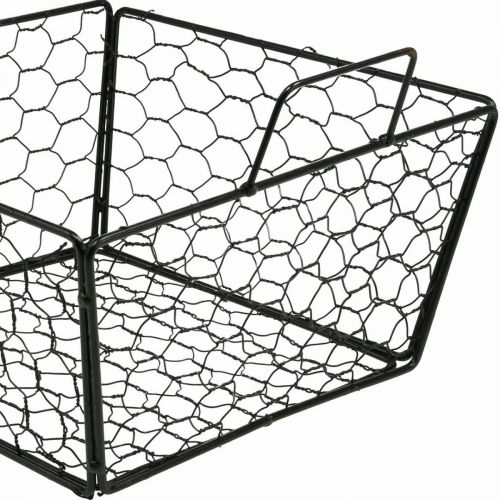 Floristik24 Trådkurv med håndtag blomsterkurv metal sort L×B33cm