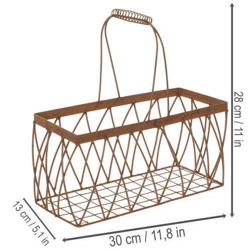Trådkurv, metal, rustlook, 28x13,5x14 cm, 2 stk. | Floristik24.dk