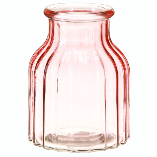 Glas blomstervase retro pink tonet Ø11cm H14,5cm 2stk