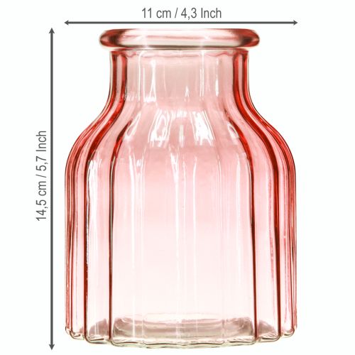 Artikel Glas blomstervase retro pink tonet Ø11cm H14,5cm 2stk
