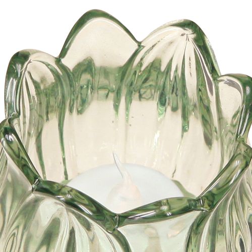 Artikel Lysestage i glas fyrfadsstage tulipangrøn Ø7cm H7cm 2stk