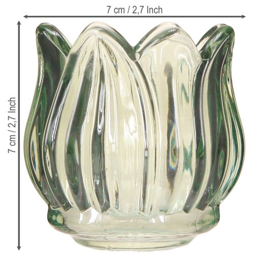 Artikel Lysestage i glas fyrfadsstage tulipangrøn Ø7cm H7cm 2stk