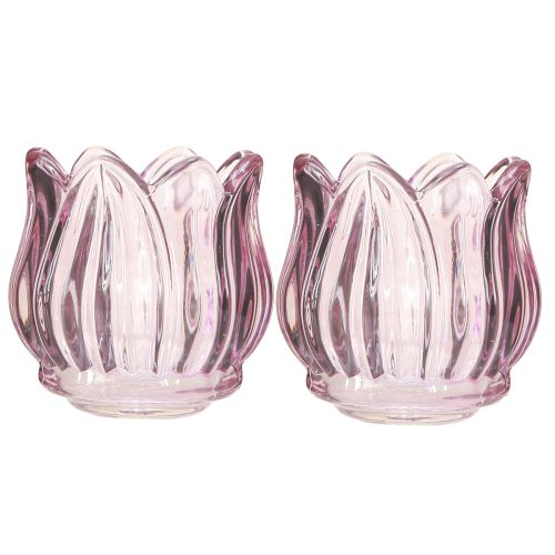 Artikel Glas fyrfadsstage fyrfadslys glas tulipan lilla Ø7cm H7cm 2stk