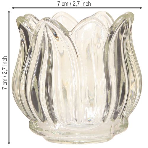 Artikel Glas fyrfadsstage tulipan fyrfadslys glas klar Ø7cm H7cm 2stk
