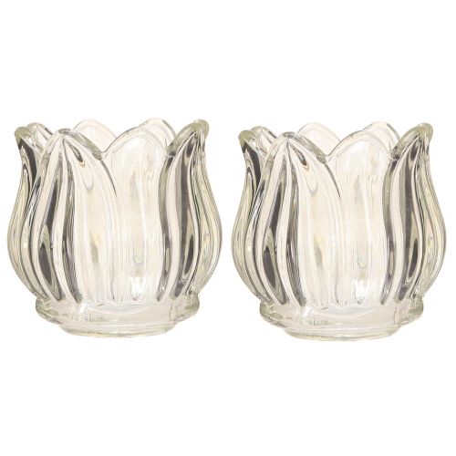 Artikel Glas fyrfadsstage tulipan fyrfadslys glas klar Ø7cm H7cm 2stk
