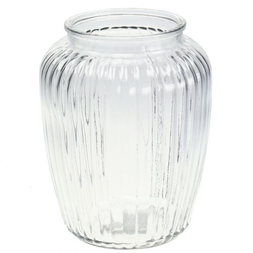 Floristik24 Ribbed glasvase Ø15cm H19.5cm