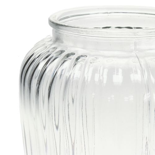 Floristik24 Ribbed glasvase Ø15cm H19.5cm