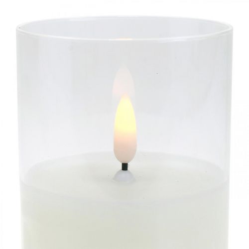 Floristik24 LED -lys i glas med flammeeffekt, indendørs lys varmt hvidt, LED med timer, batteridrevet Ø7,5 H12,5cm