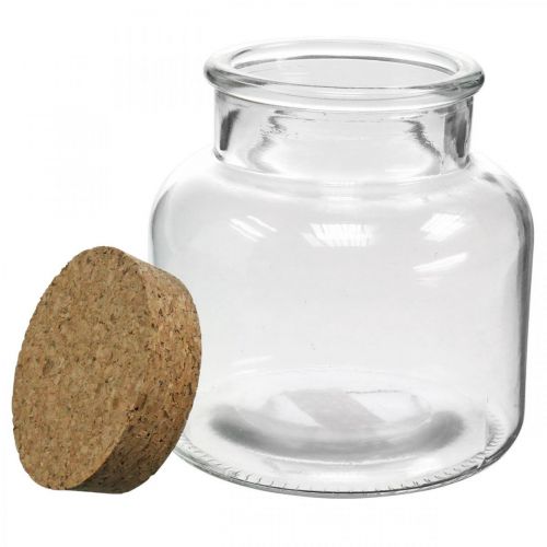 Floristik24 Glas med kork låg glasdekoration og kork klar Ø12cm H12,5cm