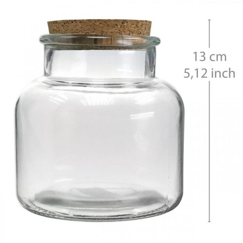 Artikel Glas med kork låg glasdekoration og kork klar Ø12cm H12,5cm