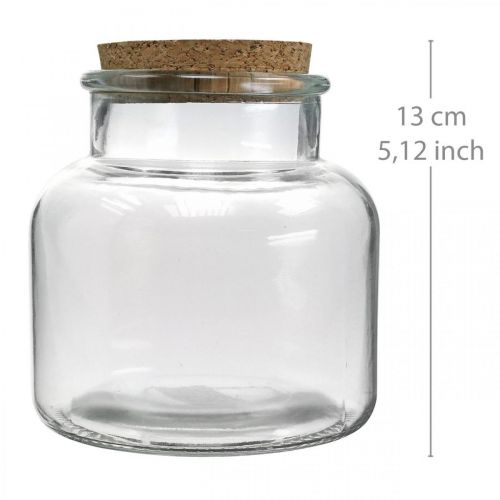 Floristik24 Glas med kork låg glasdekoration og kork klar Ø12cm H12,5cm