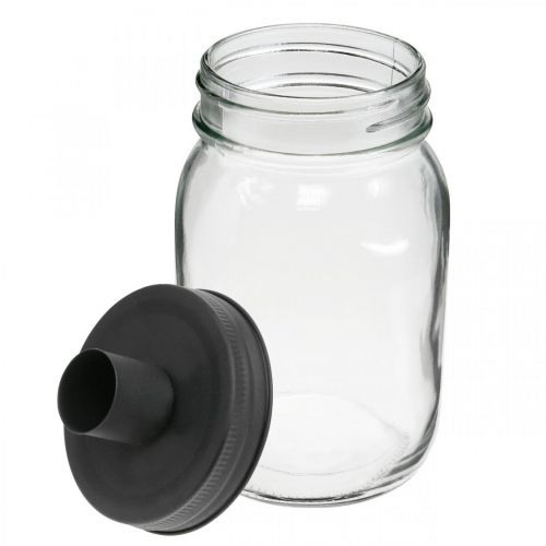 Floristik24 Deco glas med lysestage sort borddekoration Ø8,5cm H16cm 2stk