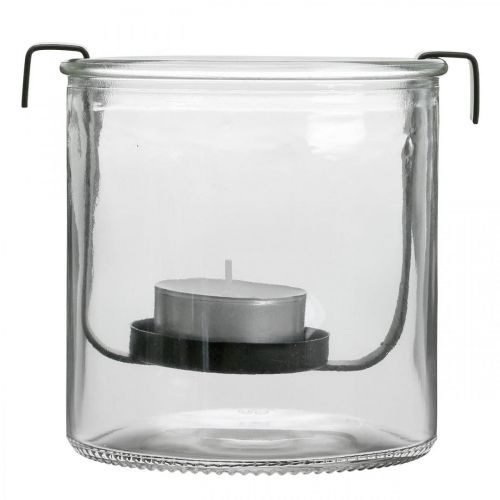 Floristik24 Lanterneglas med fyrfadsstage sort metal Ø9×H10cm
