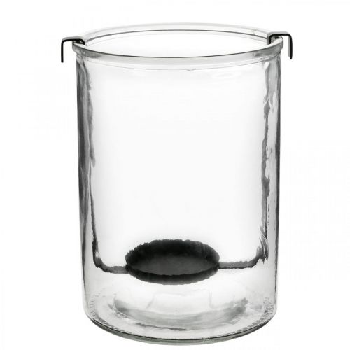 Artikel Lanterneglas med fyrfadsstage sort metal Ø13,5×H20cm