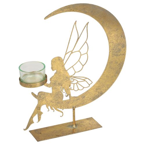 Floristik24 Glas fyrfadsstage metal dekorativ nisser dekoration 23×5×28cm
