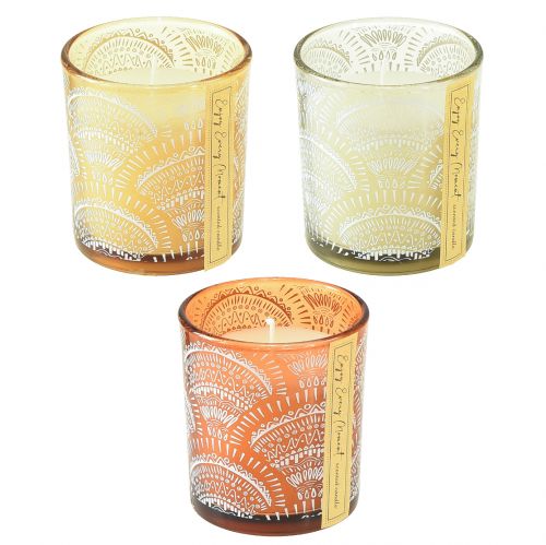 Artikel Duftlys i glas sandeltræ låg H8,5cm 3 stk