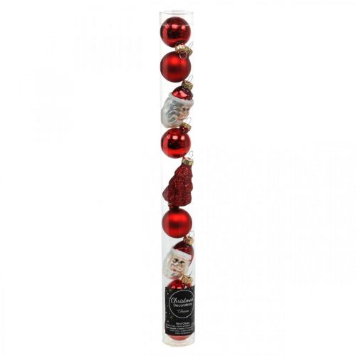 Artikel Mini juledekoration figurer og kugler assorteret glas 3cm 9 stk