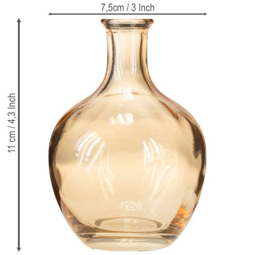 Artikel Minivase i glasflaske, ravfarvet og klar, Ø7,5 cm, H11 cm, 4 stk.