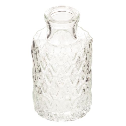Mini glasvase med diamantmønster, lille bordvase, flaske, transparent, 9 cm, 6 stk. købe | Floristik24.dk