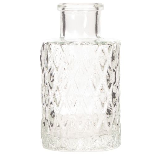 Mini glasvase med diamantmønster, lille bordvase, flaske, transparent, 9 cm, 6 stk. | Floristik24.dk
