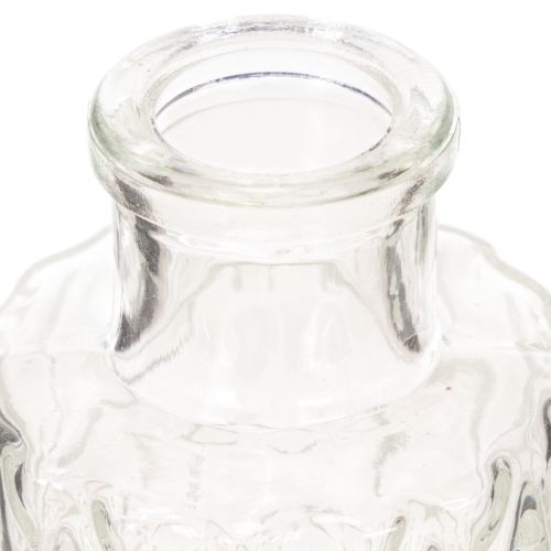 Mini glasvase med diamantmønster, lille bordvase, flaske, transparent, 9 cm, 6 stk. | Floristik24.dk