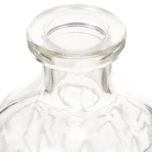 Glasflaske med diamantmønster, dekorativ flaske, vase, lille, 13 cm, 6 stk. | Floristik24.dk