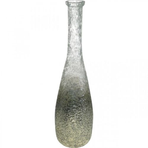 Artikel Tofarvet glasvase, borddekoration af ægte glas klart, sølv H40cm