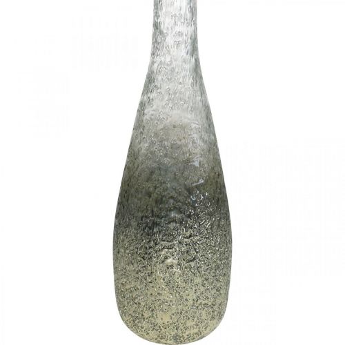 Artikel Tofarvet glasvase, borddekoration af ægte glas klart, sølv H40cm