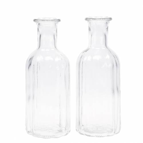Artikel Dekorativ glasflaske med rillet dekoration klar Ø7,5cm H19cm 6 stk