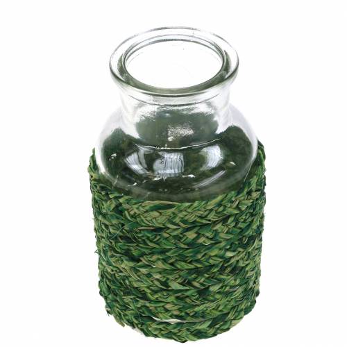 Floristik24 Glasflaske med raffiagrøn H12,5cm 3stk