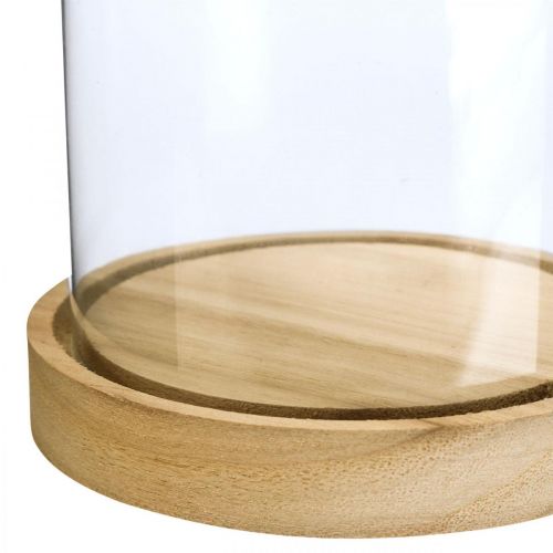 Floristik24 Glasklokke med plade, glaskuppel, glashætte dekoration H21cm