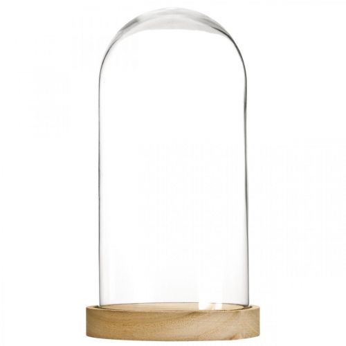 Floristik24 Glasklokke med plade, glaskuppel, glashætte dekoration H21cm