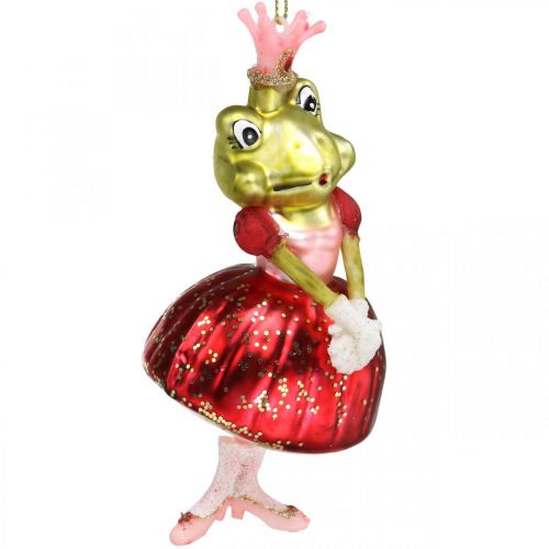Artikel Frøprinsesse, juletræspynt, eventyrdekorationer, trævedhæng, ægte glas H14cm 2stk.