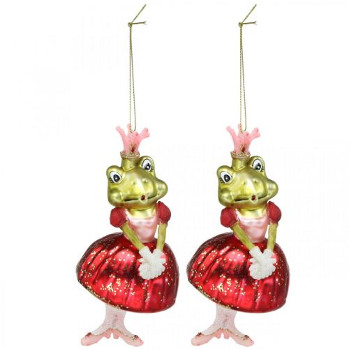 Artikel Frøprinsesse, juletræspynt, eventyrdekorationer, trævedhæng, ægte glas H14cm 2stk.