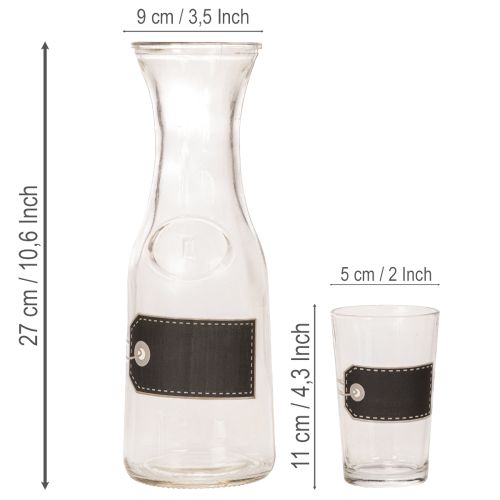 Glaskaraffel H27cm med 4 glas H11cm | Floristik24.dk