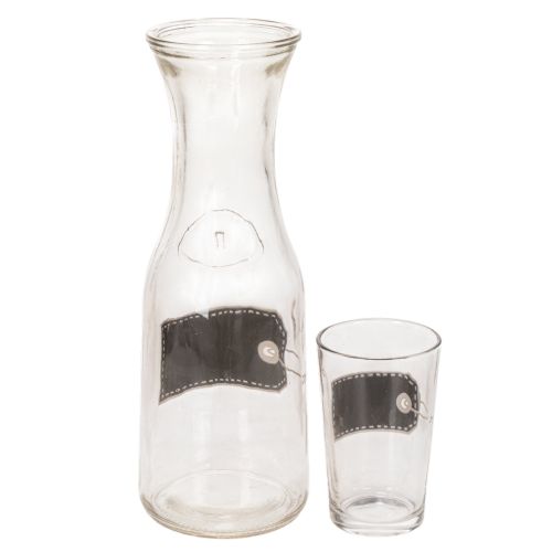Glaskaraffel H27cm med 4 glas H11cm | Floristik24.dk