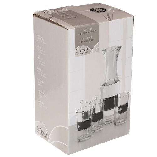 Glaskaraffel H27cm med 4 glas H11cm | Floristik24.dk