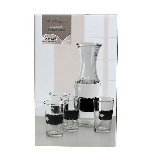 Artikel Glas karaffel H27cm med 4 briller H11cm