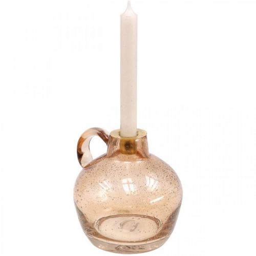 Floristik24 Lysestage Glas Lys Lysebrun Dekorativ Kande H15,5cm