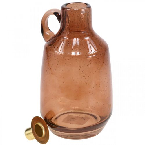 Artikel Lysestage glasstang lys brun glas dekoration H22cm